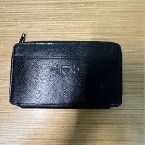 Vintage Black Leather Celtic knot zippered wallet.